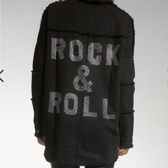 Elan Tops - "Rock & Roll" Studded Black Shacket, Black - Small